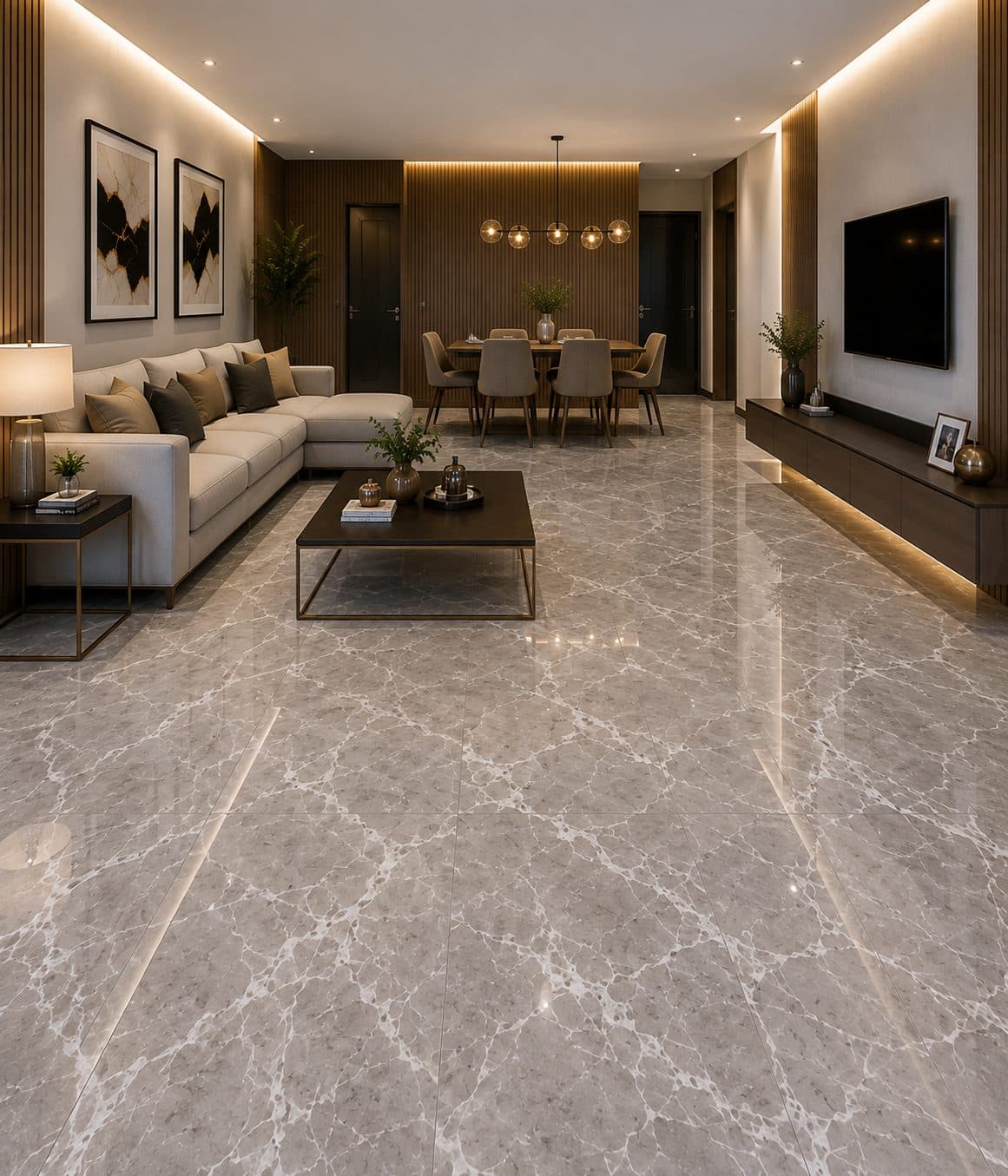 Exemplo de ambiente com piso no tom de Piso Polido 60x60