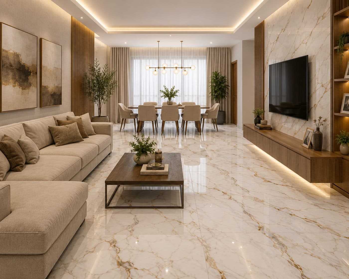 Exemplo de ambiente com piso no tom de Piso 45x89 Lume