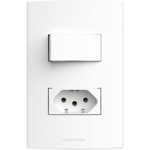 Interruptor com Tomada 20 A 4x2 com Placa Fame Blanc Branca