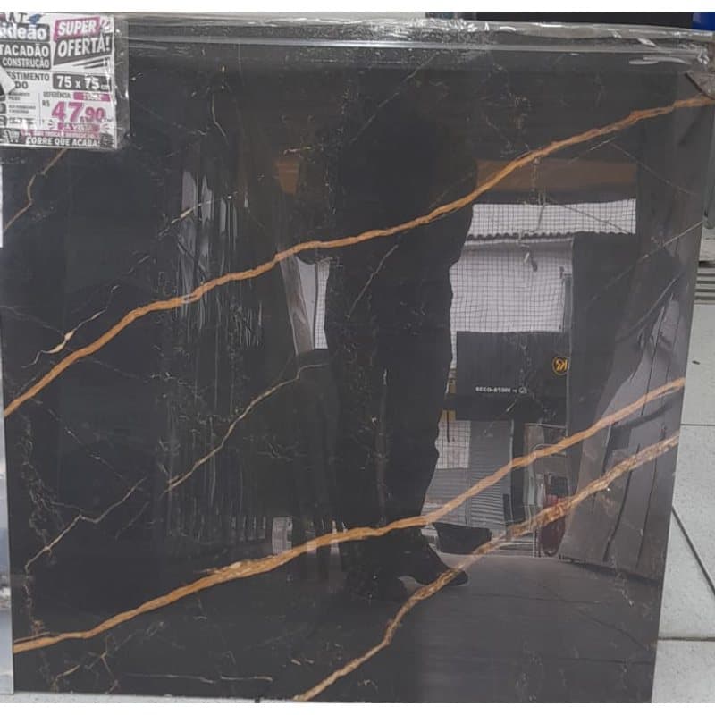 Piso Polido 75x75 cm Black Gold HD Ref. 75032 – Extra