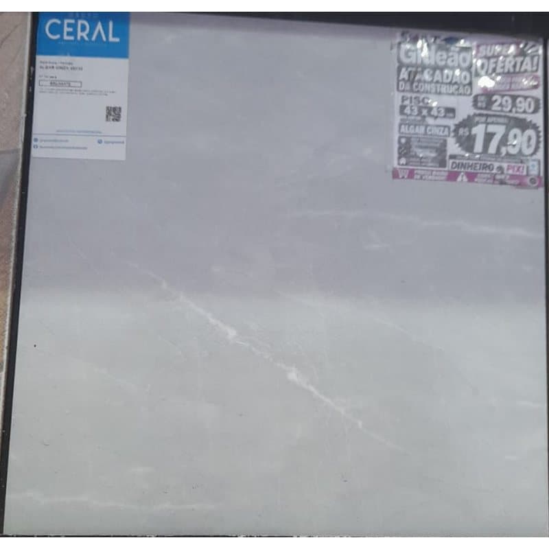 Piso 43x43 cm Algar Cinza