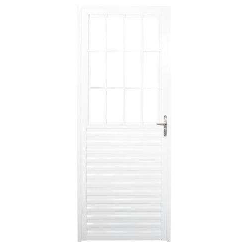 Porta de Alumínio Natural Palito com Vidro Liso 2,10 x 0,80 m Direita